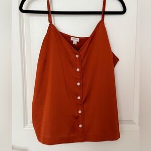 NWOT J. Crew Rust-Orange Button-Front Camisole - XL